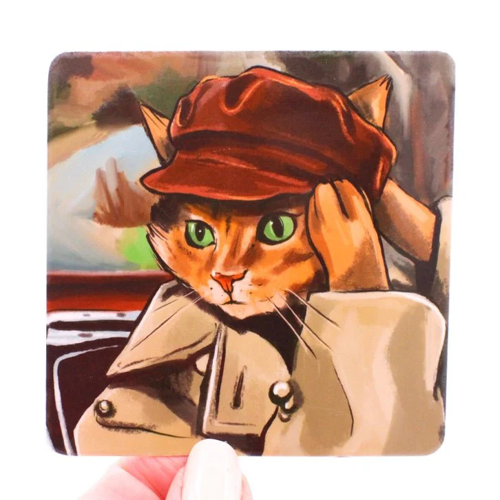 Autumn Leaves Cat Sticker