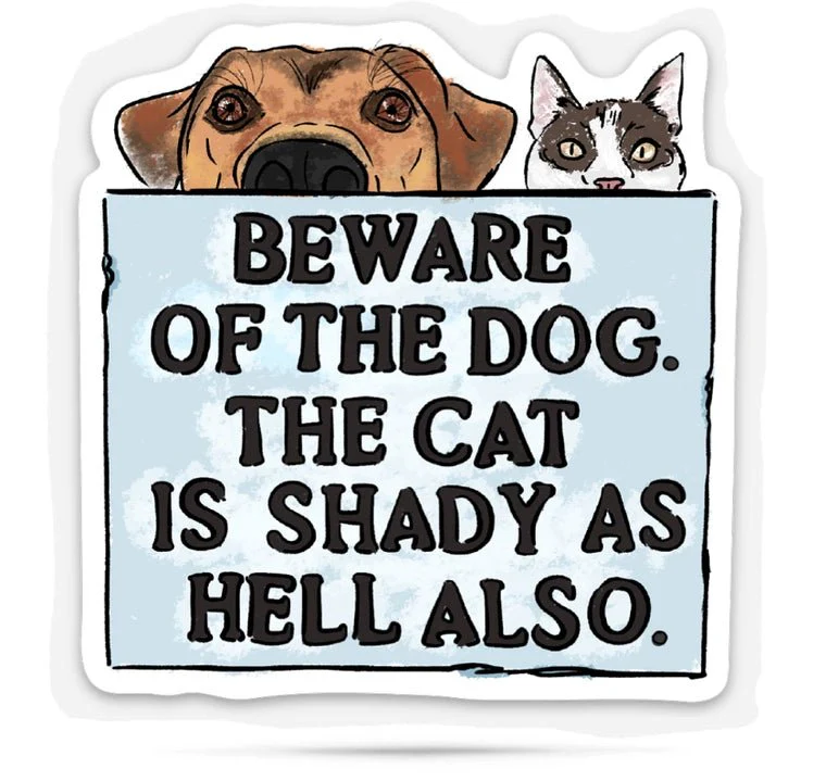 Beware of Dog. Cat Is Shady Sticker