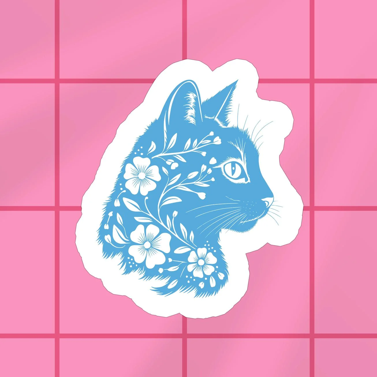 Cat Floral Sticker - Image 2