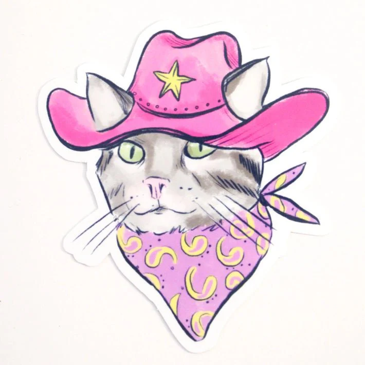 Cowgirl Kitty Vinyl Sticker