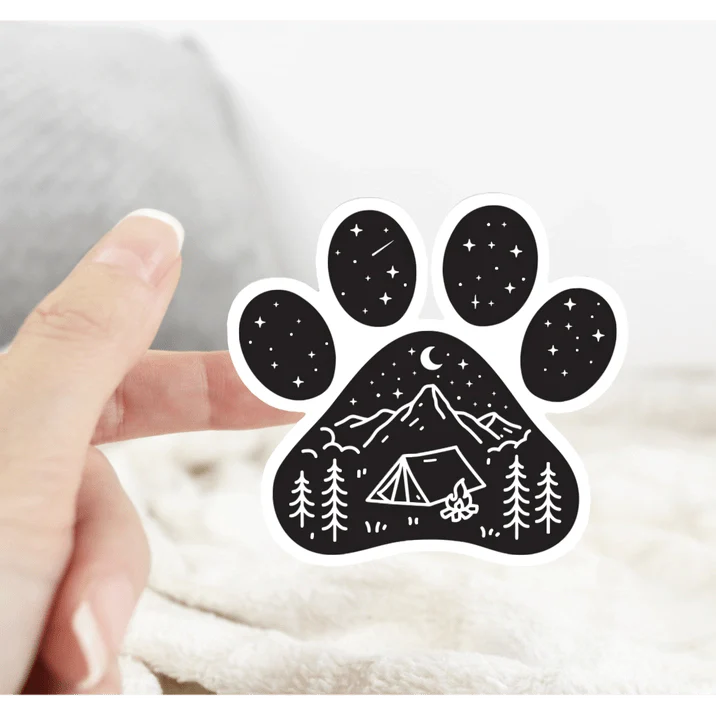 Dog Paw Camping Tent Sticker