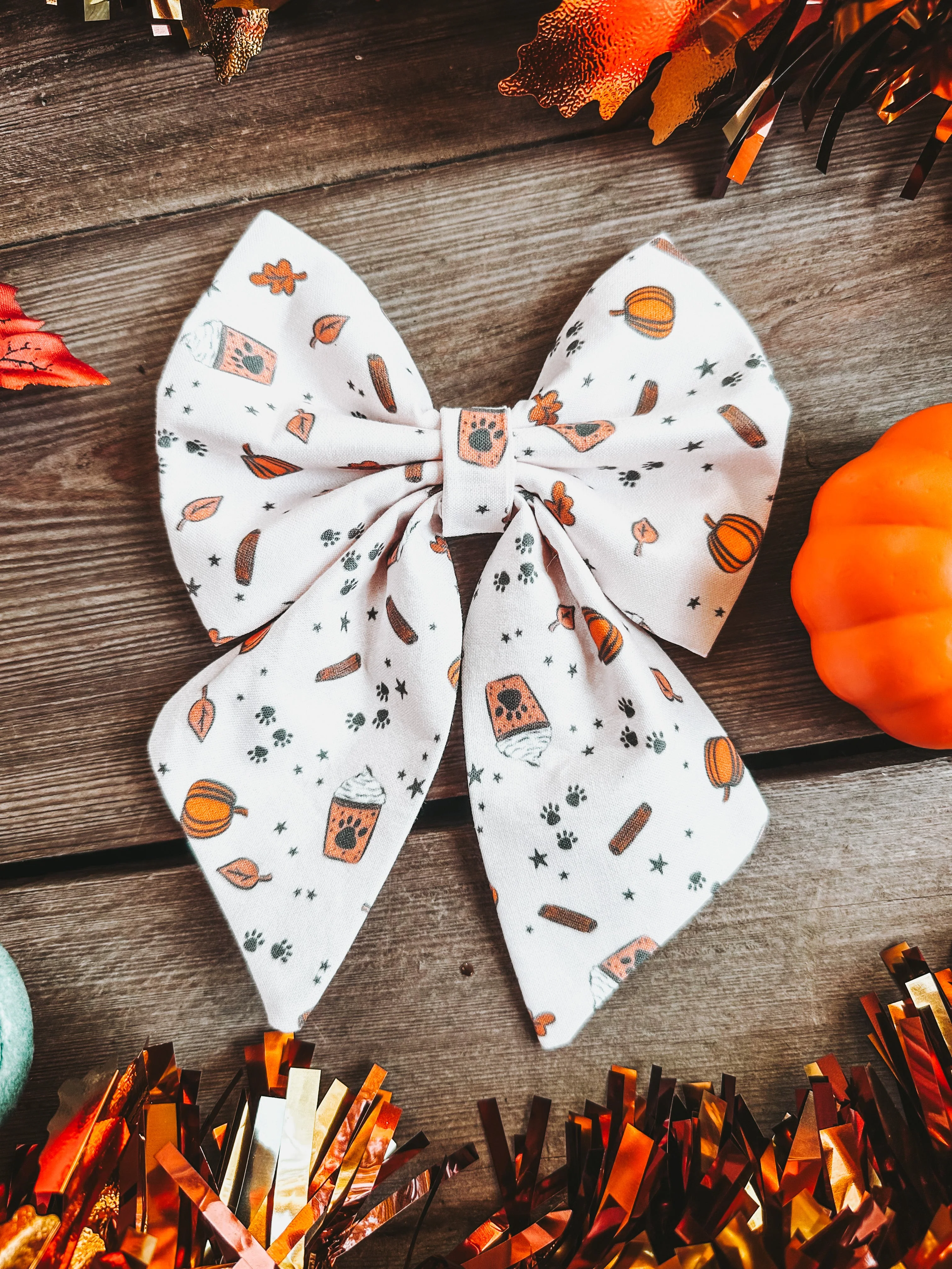 Fall Pup Cups Pet Sailor Bow