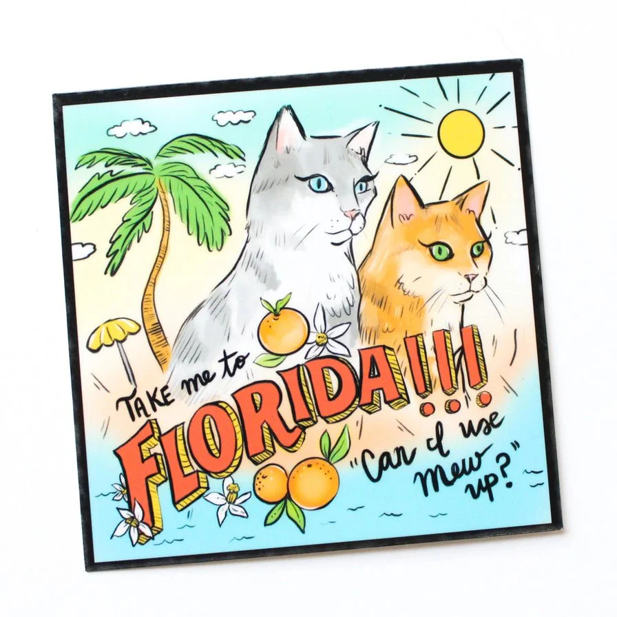 Florida!!! Cat Vinyl Sticker - Image 2
