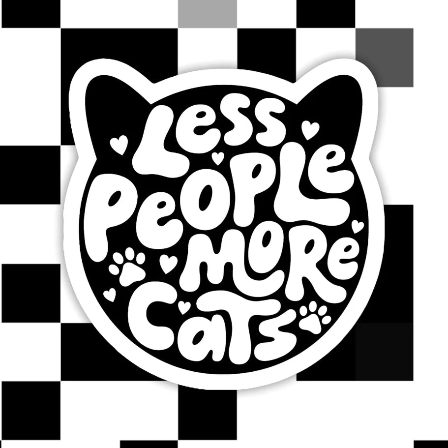 Less People More Cats Sticker - Image 2