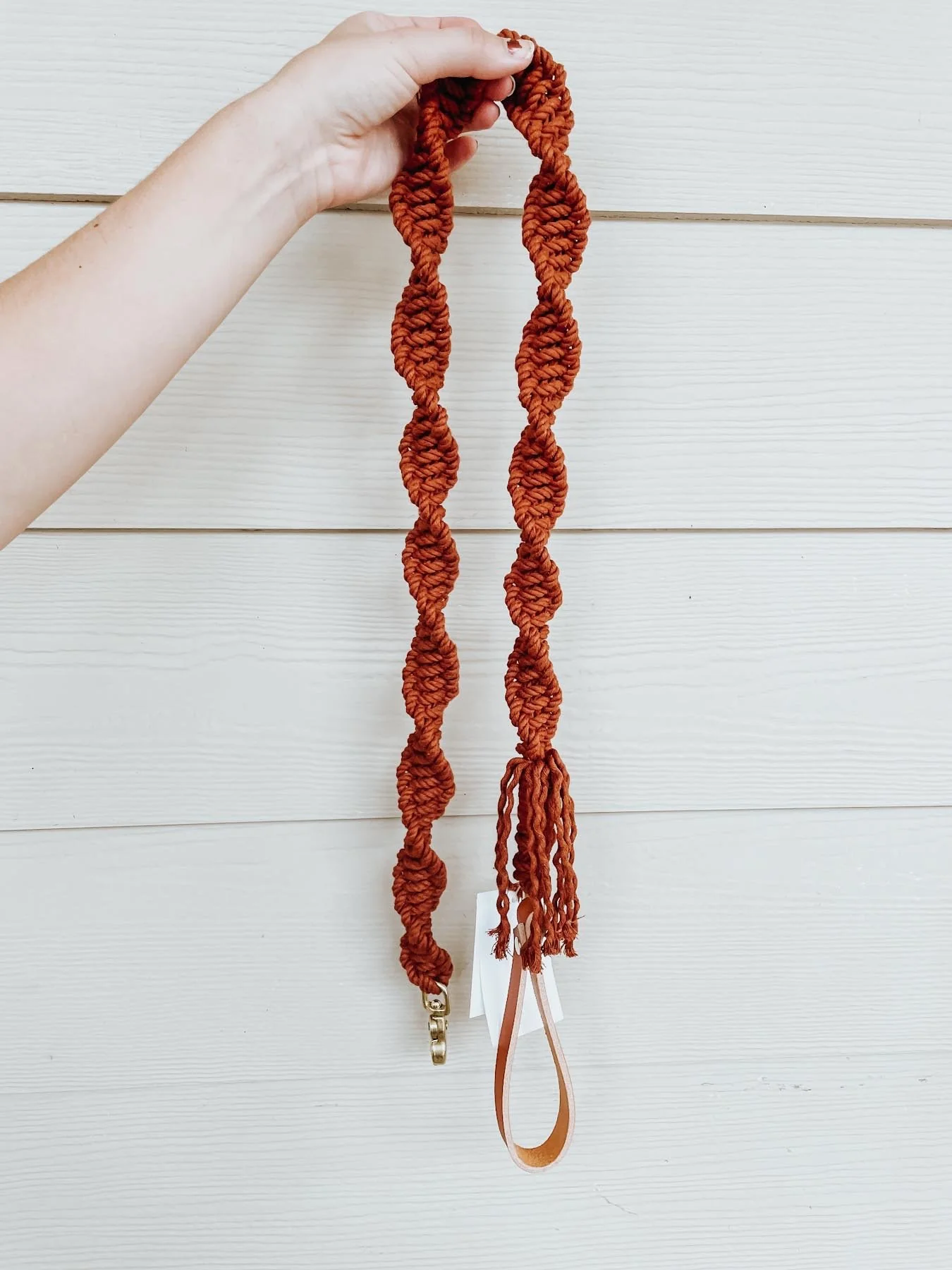 Macrame Spiral Dog Leash w/ Leather Handle - Image 3