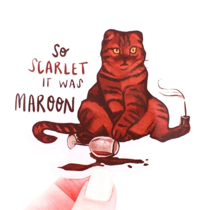 Maroon Cat Sticker