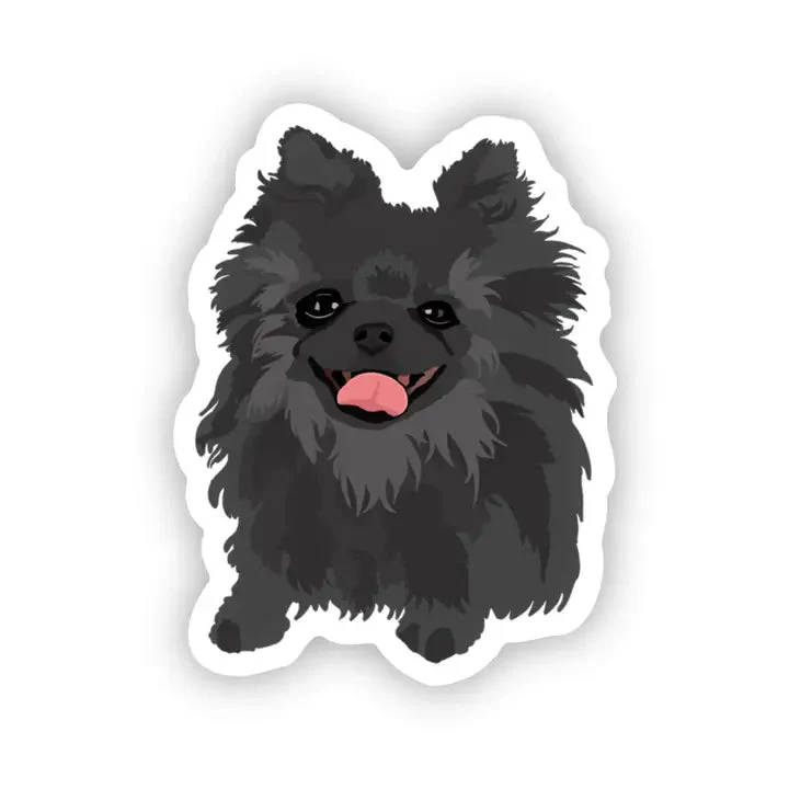 Pomeranian Black Gray Dog Vinyl Sticker