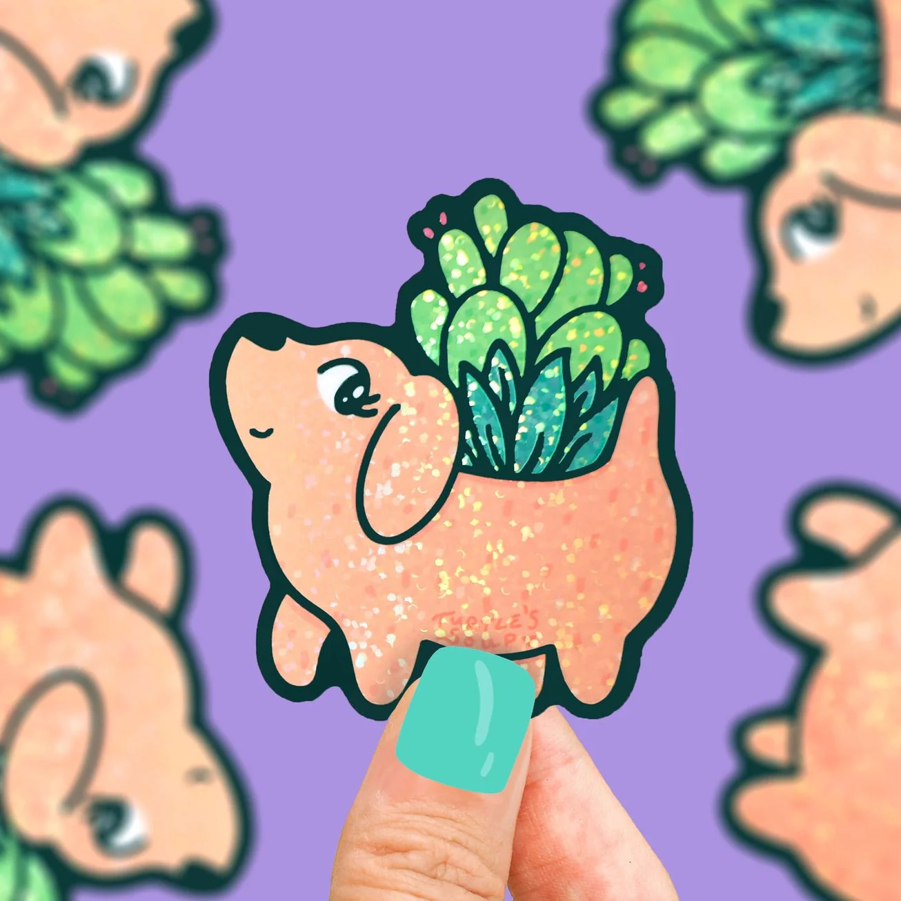 Puppy Planter Glitter Sticker