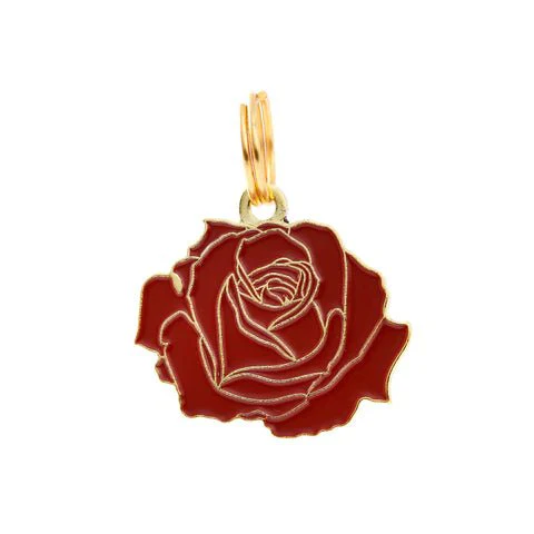 Red Rose Pet ID Tag