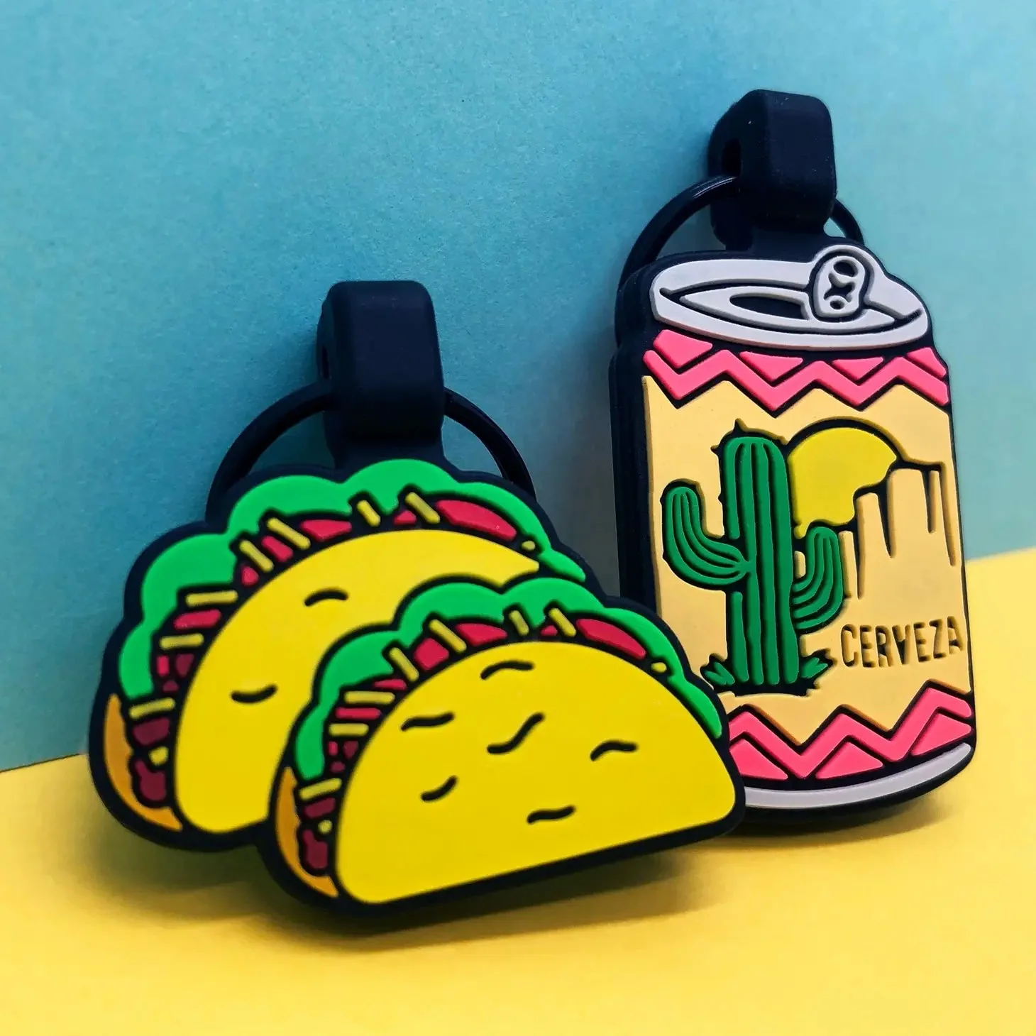 Tacos and Beer BFF Silicone Pet ID Tag Set