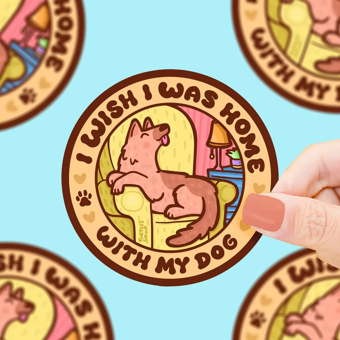 Wish I Was Home with My Dog Sticker